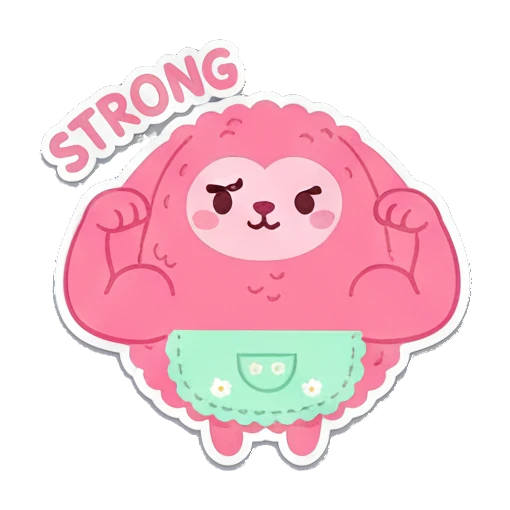 窃笑喝咖啡 Pink Fluffy Buddy sticker for expressive chats and social replies.