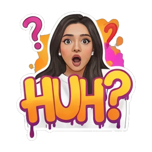 疑惑不解Huh? Graffiti Girl Vibes sticker for expressive chats and social replies.