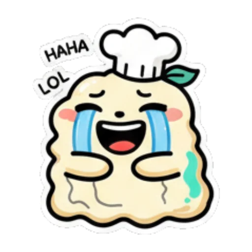 Crying chef laughing out loud. Cute Chef Dumpling sticker for expressive chats and social replies.