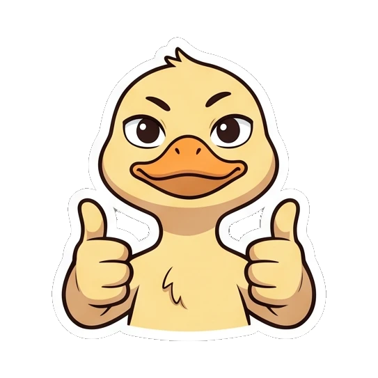 Happy duckling giving two thumbs up Cheerful Little Duckling sticker for expressive chats and social replies.