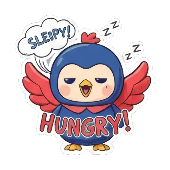 困倦想睡觉的小鸟 Blue Birdie Moods sticker for expressive chats and social replies.
