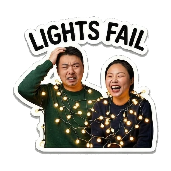 Woman kissing man on cheek Christmas Couple Adventures sticker for expressive chats and social replies.