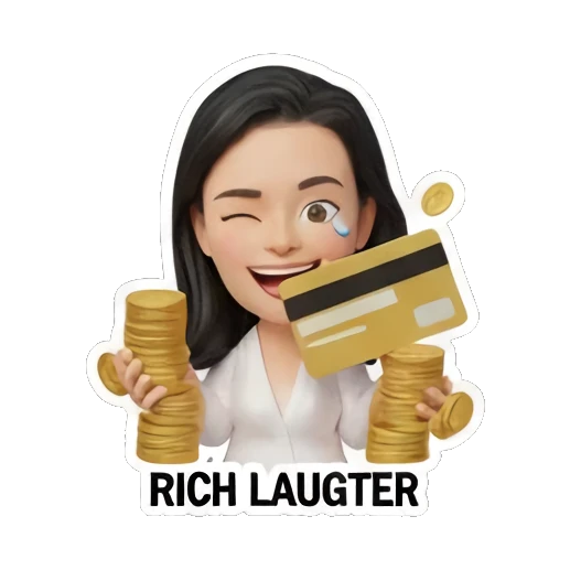 rich girl laughing with credit card Rich Girl Lifestyle sticker for expressive chats and social replies.