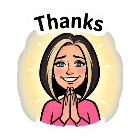 Girl with hands together in thanks Sassy Girl Daily Vibes sticker for expressive chats and social replies.