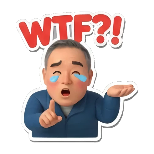confused man saying wtf Cheerful Middle-Aged Man Daily Life sticker for expressive chats and social replies.