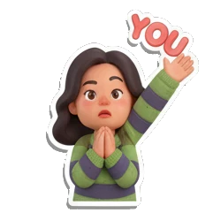 Girl with hands together in gratitude with THANK YOU text Cheerful Girl Daily Life sticker for expressive chats and social replies.