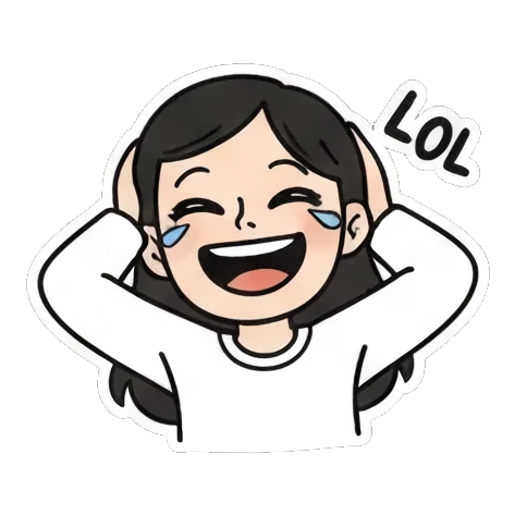 大笑的快乐女孩 Daily Doodle Girl sticker for expressive chats and social replies.