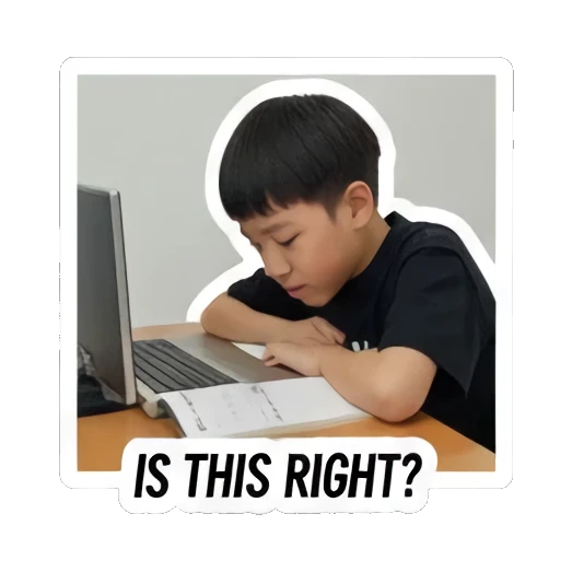 boy writing Little Student Struggles sticker for expressive chats and social replies.
