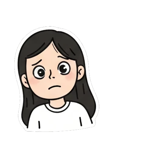 困惑的女孩问号 Daily Doodle Girl sticker for expressive chats and social replies.