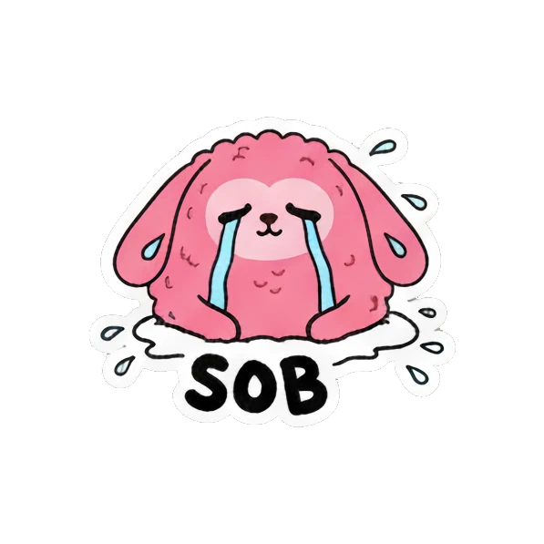 Pink creature cheering with CHEER UP text Pink Fluffy Buddy sticker for expressive chats and social replies.