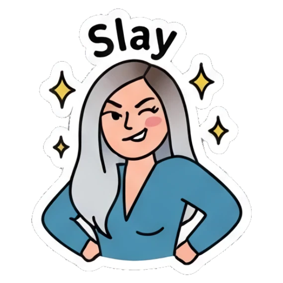 Girl posing confidently with hands on hips saying Slay Cool Girl Daily Vibes sticker for expressive chats and social replies.