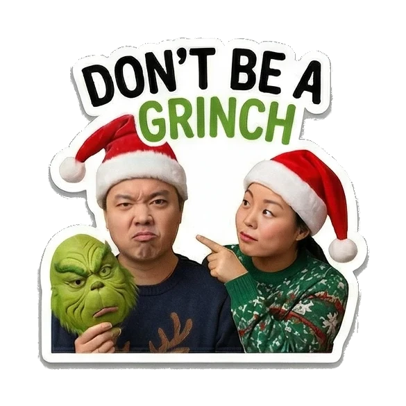 Couple holding Nice and Naughty signs Christmas Couple Adventures sticker for expressive chats and social replies.