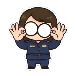 Q版女孩比OK手势。 Little Officer's Daily Express sticker for expressive chats and social replies.