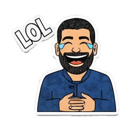 男人大笑LOL Bearded Man Expressions sticker for expressive chats and social replies.