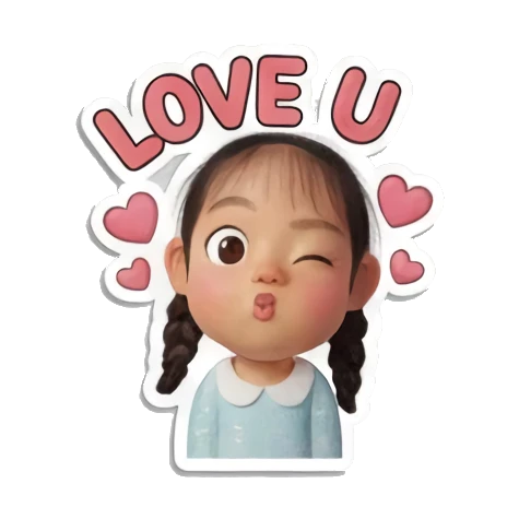 比心的小女孩 Little Girl Daily Vibes sticker for expressive chats and social replies.