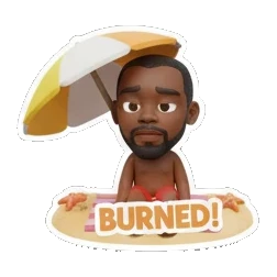 Man sitting under a beach umbrella, text ALOHA! Summer Beach Vibes sticker for expressive chats and social replies.