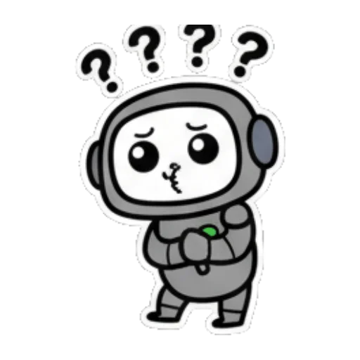 机器人歪头疑惑，满脸问号。 Cute Robot Expressions sticker for expressive chats and social replies.