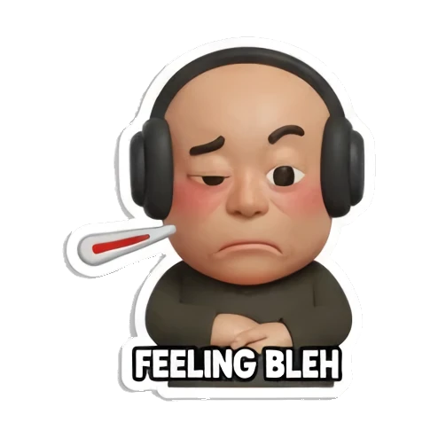 拿着叉子吃饱了 Baldy Buddy Daily Vibes sticker for expressive chats and social replies.
