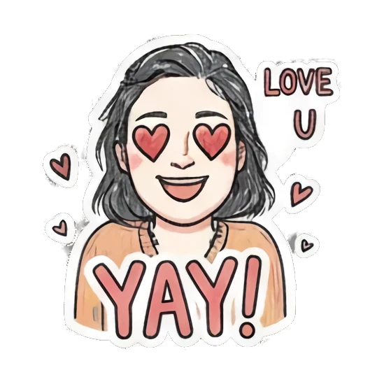 excited girl saying YAY Daily Life of a Playful Girl sticker for expressive chats and social replies.