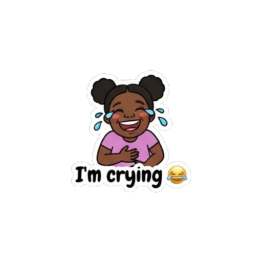 Girl laughing with tears of joy Joyful Afro Girl Daily Expressions sticker for expressive chats and social replies.