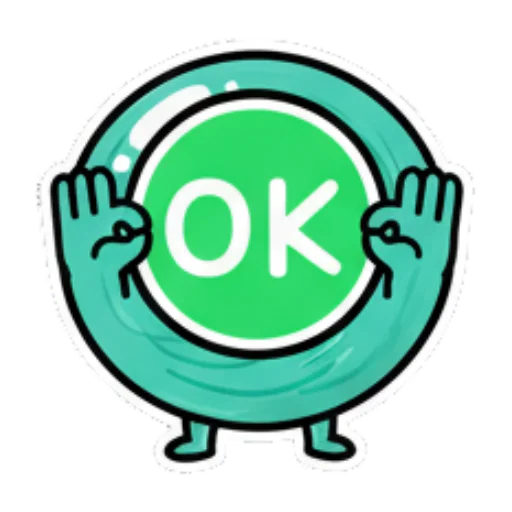 比OK手势表示同意 Teal Blob Expressive Stickers sticker for expressive chats and social replies.