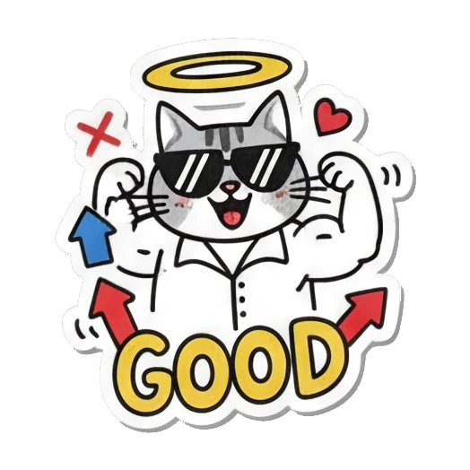 cat flexing muscles saying good Playful Tabby Cat Daily sticker for expressive chats and social replies.