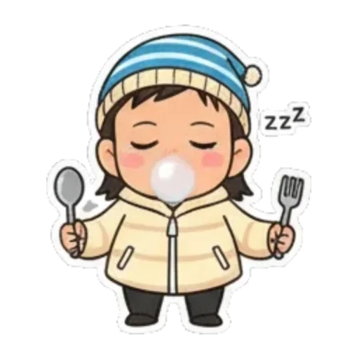 戴睡帽梦见美食 Chibi Expressive Stickers sticker for expressive chats and social replies.