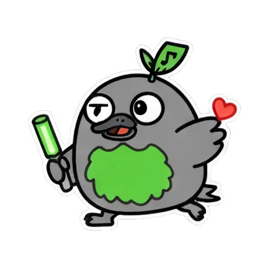 拿着荧光棒奔跑的小鸟 Cute Leaf Bird Expressions sticker for expressive chats and social replies.