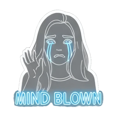光影女孩震惊MIND BLOWN Neon Glow Girl sticker for expressive chats and social replies.