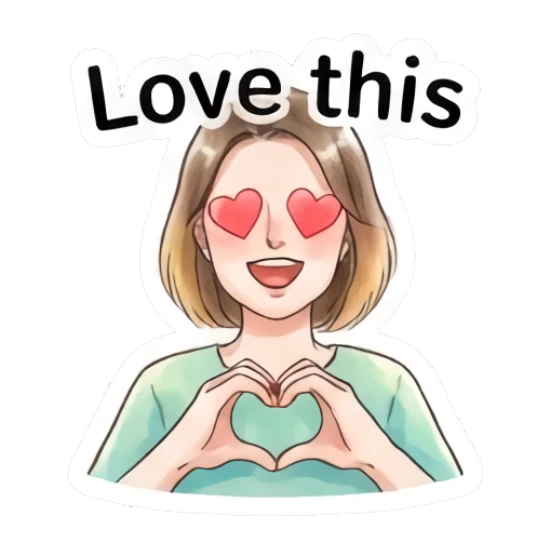 Loving young woman making a heart shape with her hands Modern Girl Expressions sticker for expressive chats and social replies.