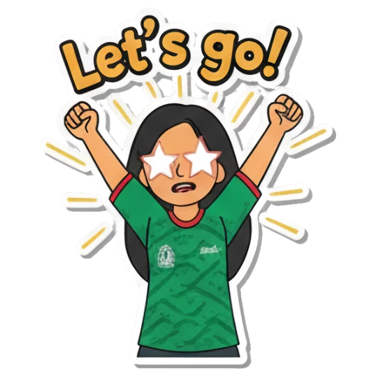 Girl cheering with star eyes and text Let's go Soccer Fan Girl Daily Life sticker for expressive chats and social replies.