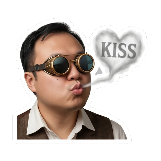 man blowing kiss Steampunk Gentleman Adventures sticker for expressive chats and social replies.