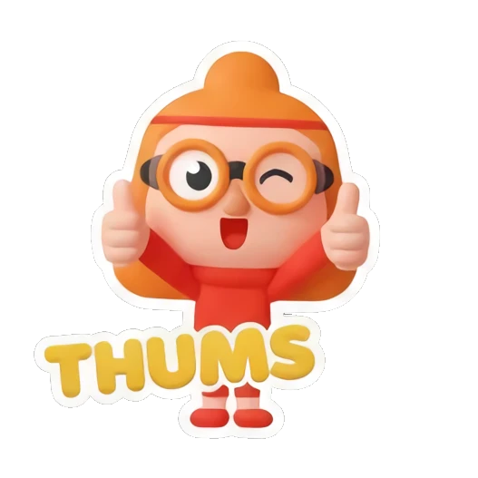 Ginger girl giving double thumbs up with text THUMBS UP Cheerful Ginger Girl Adventures sticker for expressive chats and social replies.