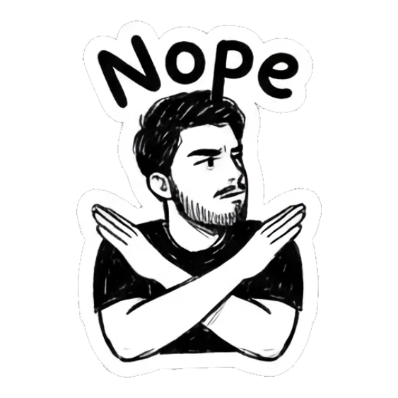 Man crossing his arms in a firm 'no' gesture. Doodle Guy Daily Vibes sticker for expressive chats and social replies.