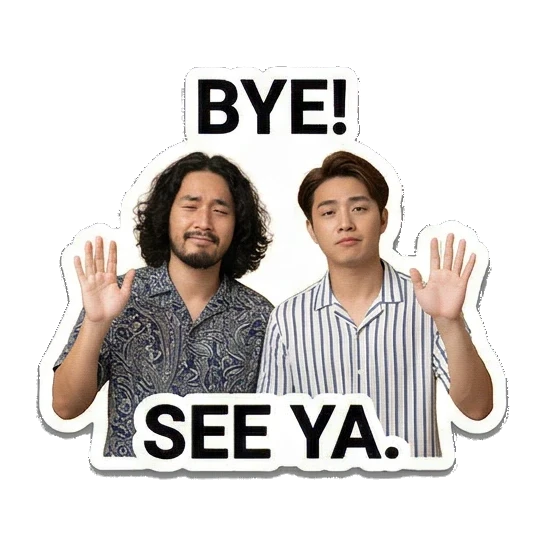 两人挥手告别 Dynamic Duo Daily Vibes sticker for expressive chats and social replies.