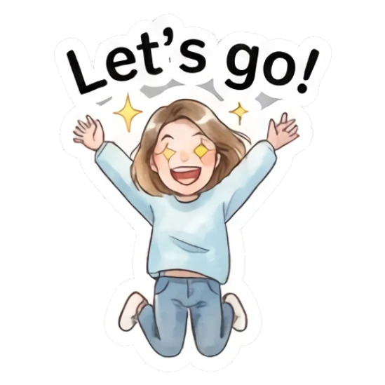 Excited young woman jumping for joy Modern Girl Expressions sticker for expressive chats and social replies.