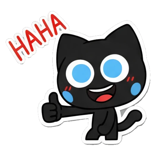 happy cat laughing with haha text Playful Black Cat Expressions sticker for expressive chats and social replies.