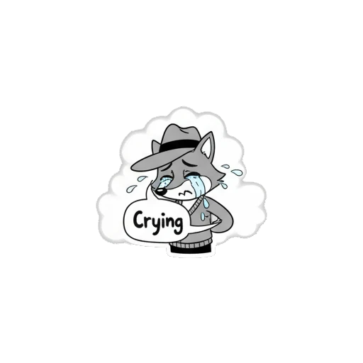Detective fox crying loudly with a speech bubble saying Crying Vintage Detective Fox sticker for expressive chats and social replies.