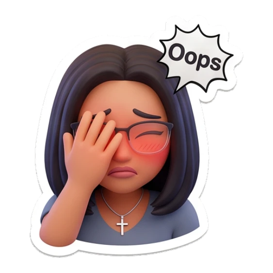 Girl facepalming in embarrassment with text Oops Modern Girl Daily Vibes sticker for expressive chats and social replies.