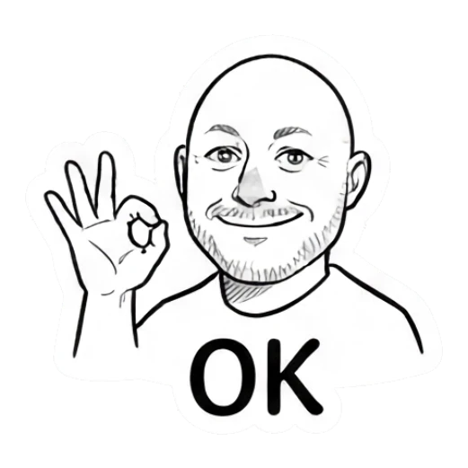 Bald man making an OK gesture with a smile. Bald Guy Daily Vibes sticker for expressive chats and social replies.