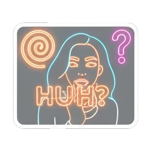 困惑不解Huh? Neon Girl Daily sticker for expressive chats and social replies.