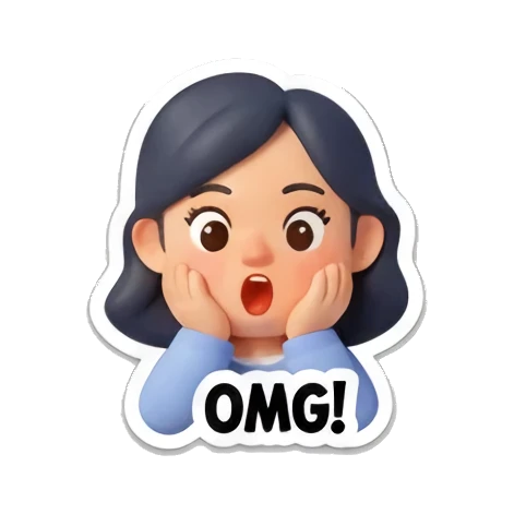 惊讶的少女说OMG Cheerful Girl Daily Life sticker for expressive chats and social replies.