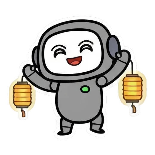 可爱机器人举灯笼庆祝 Cute Robot Daily Expressions sticker for expressive chats and social replies.