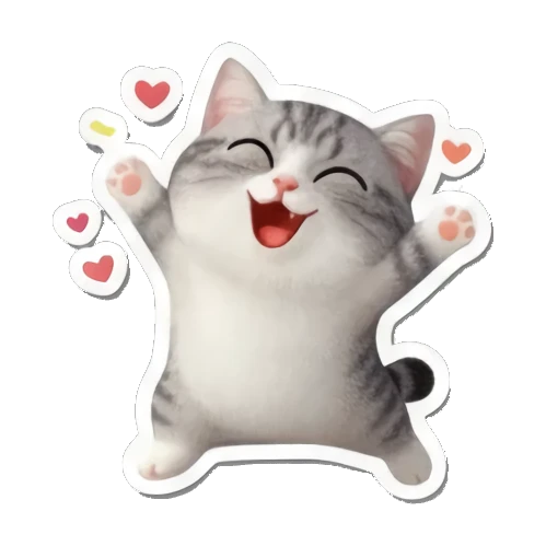 开怀大笑的快乐猫 Whimsical Tabby Adventures sticker for expressive chats and social replies.