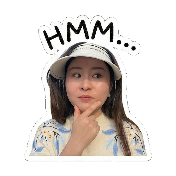女子思考状“HMM...” Visor Girl's Daily Moods sticker for expressive chats and social replies.
