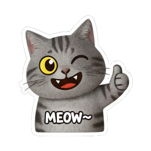 眨眼打招呼的猫咪 Gray Tabby Cat Expressions sticker for expressive chats and social replies.