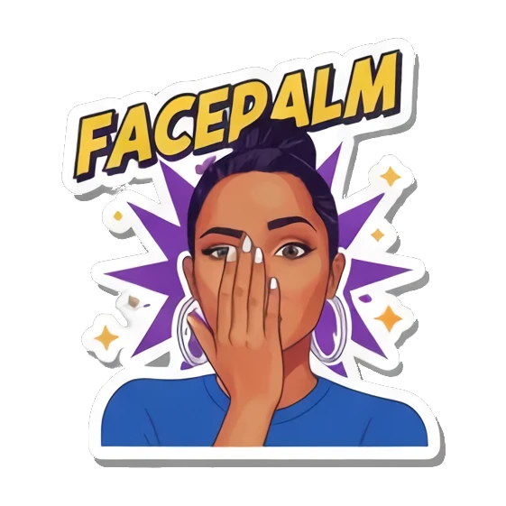 捂脸无奈Facepalm Vibrant Pop Diva Expressions sticker for expressive chats and social replies.