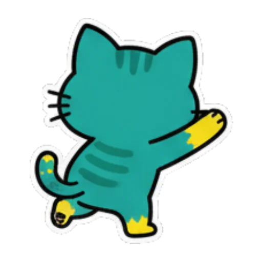 背对挥手的猫 Cute Teal Cat Stickers sticker for expressive chats and social replies.