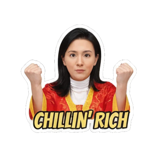 淡定面对金钱 Wealthy Lady Fortune sticker for expressive chats and social replies.