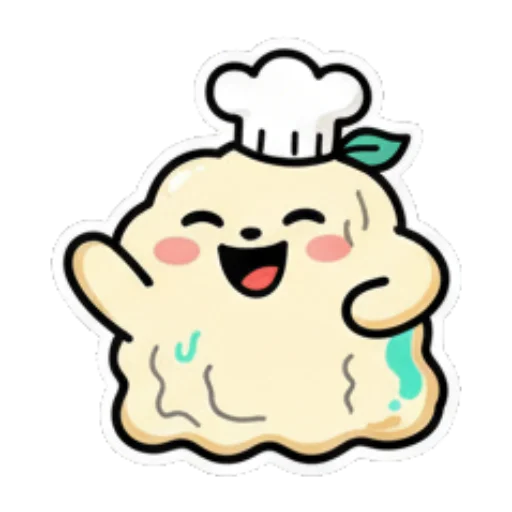 Happy chef waving hello. Cute Chef Dumpling sticker for expressive chats and social replies.